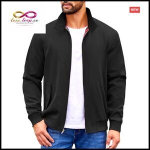 Lightweight Windbreaker Jacket Stand Collar Zip Up Mens Casual Golf